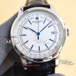 Perfect replica of Patek Philippe white dial Swiss 9015 movement leather strap watch 